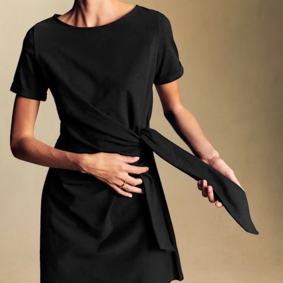 GUC Sezane Pippa Tie Front Short Dress in Black Size Small - Picture 2 of 3